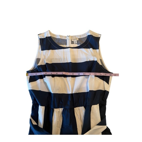 J. Crew **Navy Bold Stripe Poplin Midi Dress with Pocket Size 8P with No belt - Picture 8 of 14